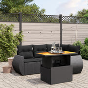 Loungeset 5-delig poly rattan zwart