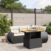 5-Piece Loungeset with Cushions Poly Rattan Black