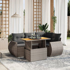 5-piece Loungeset with cushions poly rattan grey