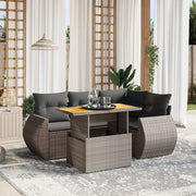 Loungeset 5-delig poly rattan grijs