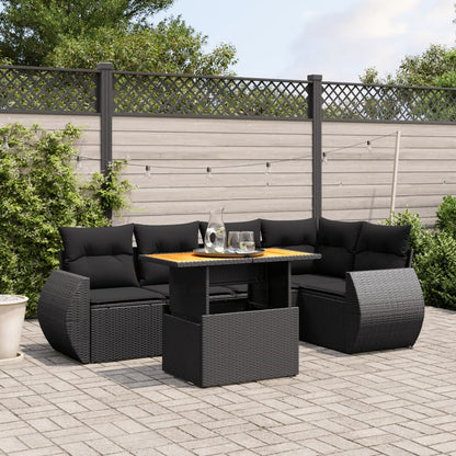 6-Delige Loungeset Met Kussens Poly Rattan Zwart