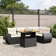 Loungeset 6-delig poly rattan zwart