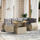 6-piece Lounge Set with cushions poly rattan beige