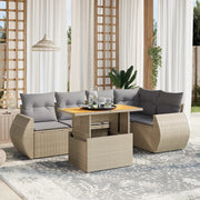 Loungeset 6-delig poly rattan beige
