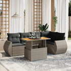 6-piece Lounge Set with Cushions Poly Rattan Grey