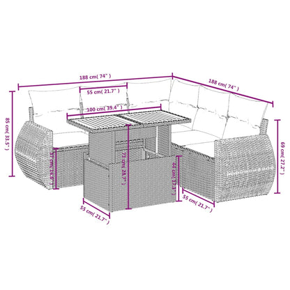 6-Delige Loungeset Met Kussens Poly Rattan Zwart