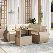 Loungeset 6-delig poly rattan beige