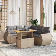 Loungeset 6-delig poly rattan beige