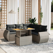 Loungeset 6-delig poly rattan grijs