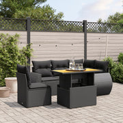 Loungeset 6-delig poly rattan zwart