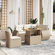 Loungeset 6-delig poly rattan beige