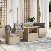 Loungeset 6-delig poly rattan beige
