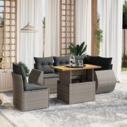 Loungeset poly rattan grijs 6-delig