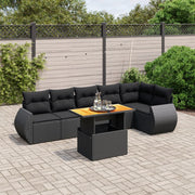 Loungeset 7-delig poly rattan zwart