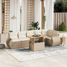 7-delige Loungeset met kussens poly rattan beige