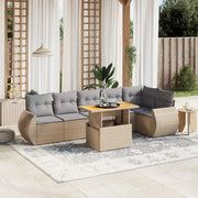 Loungeset 7-delig poly rattan beige