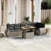 Loungeset 7-delig poly rattan grijs