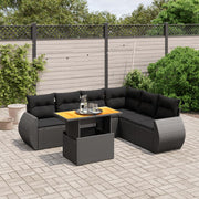 Loungeset 7-delig poly rattan zwart