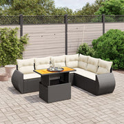 Loungeset 7-delig poly rattan zwart