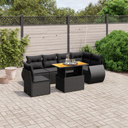 Loungeset 7-delig poly rattan zwart