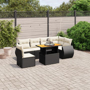 Loungeset 7-delig poly rattan zwart