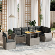 Loungeset 7-delig poly rattan grijs