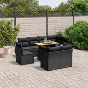 Loungeset 9-delig poly rattan zwart
