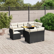 Loungeset 9-delig poly rattan zwart
