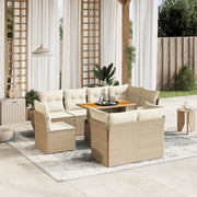 Loungeset 9-delig poly rattan beige