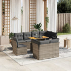 9-delige Loungeset met kussens poly rattan grijs