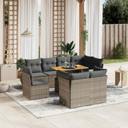 Loungeset 9-delig poly rattan grijs