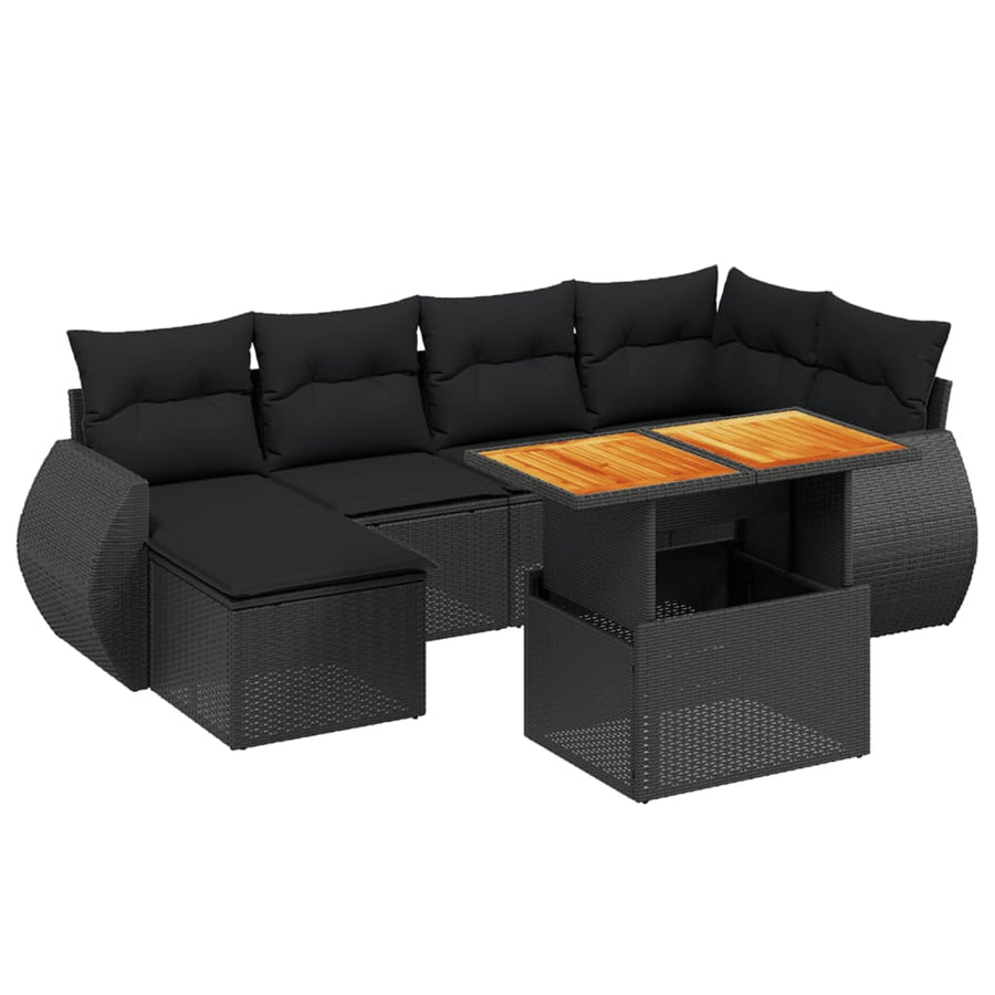 6-Delige Loungeset Met Kussens Poly Rattan Zwart