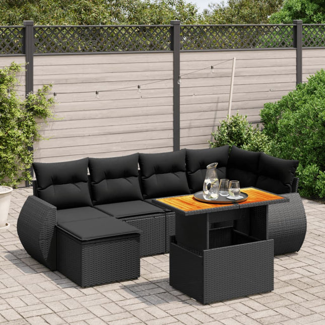 6-Delige Loungeset Met Kussens Poly Rattan Zwart