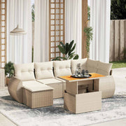 Loungeset 7-delig poly rattan beige