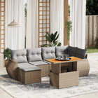 7-delige Loungeset met kussens poly rattan beige