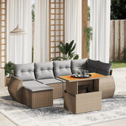Loungeset 7-delig poly rattan beige