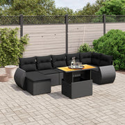 Loungeset 8-delig poly rattan zwart