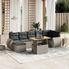 8-delige Loungeset met kussens poly rattan grijs