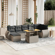 Loungeset 8-delig poly rattan grijs