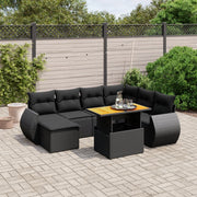 Loungeset 8-delig poly rattan zwart