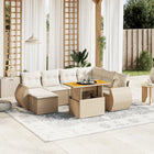 8-delige Loungeset met kussens poly rattan beige