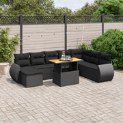 Loungeset 9-delig poly rattan zwart