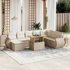 9-delige Loungeset met kussens poly rattan beige