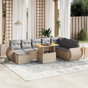 Loungeset poly rattan 9-delig beige