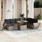 Loungeset 9-delig poly rattan grijs