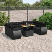 Loungeset 10-delig poly rattan zwart