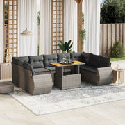 Loungeset poly rattan grijs 10-delig