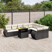 Loungeset 10-delig poly rattan zwart