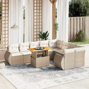 Loungeset 10-delig poly rattan beige