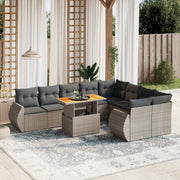 Loungeset 10-delig poly rattan grijs